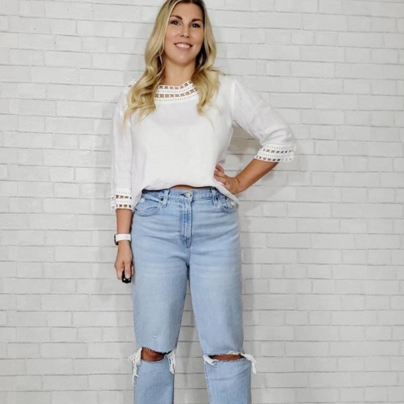 J. Jill Tops - J. Jill Love Linen White Eyelet Detail Tunic